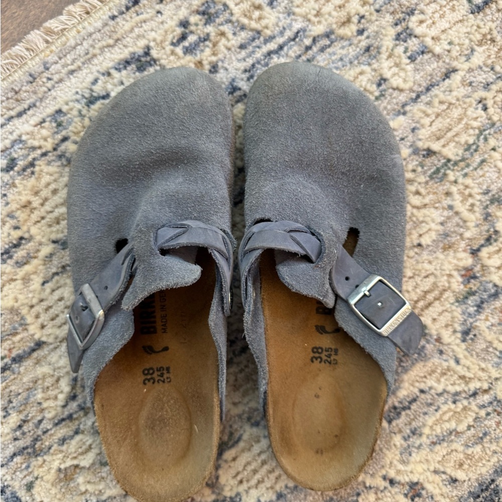 Birkenstock x Staud Boston Clogs Suede Blue EU 38 / US 7–7.5 Limited Edition - Picture 2 of 4